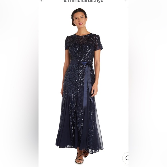 NAVY size 14 sequin evening gown - Picture 1 of 7